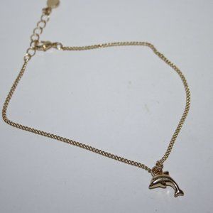 Beautiful gold dolphin charm ankle bracelet 9-9.5"